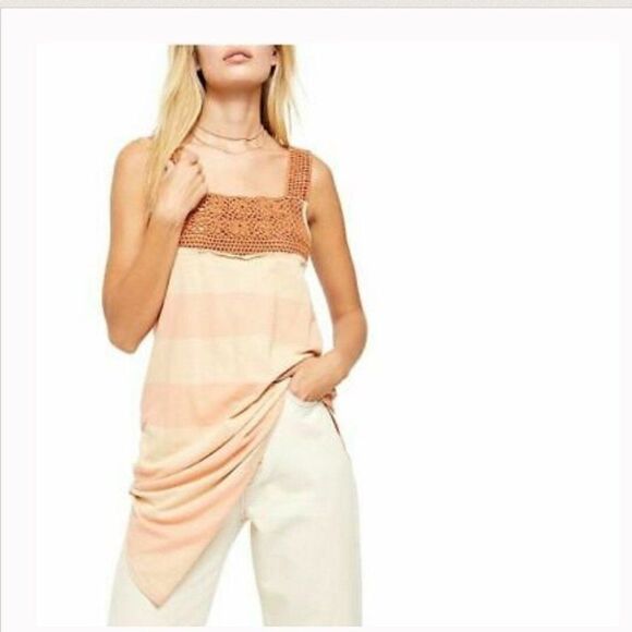 FREE PEOPLE Boho Luca Crochet Stripe Tunic S dress - Picture 2 of 8